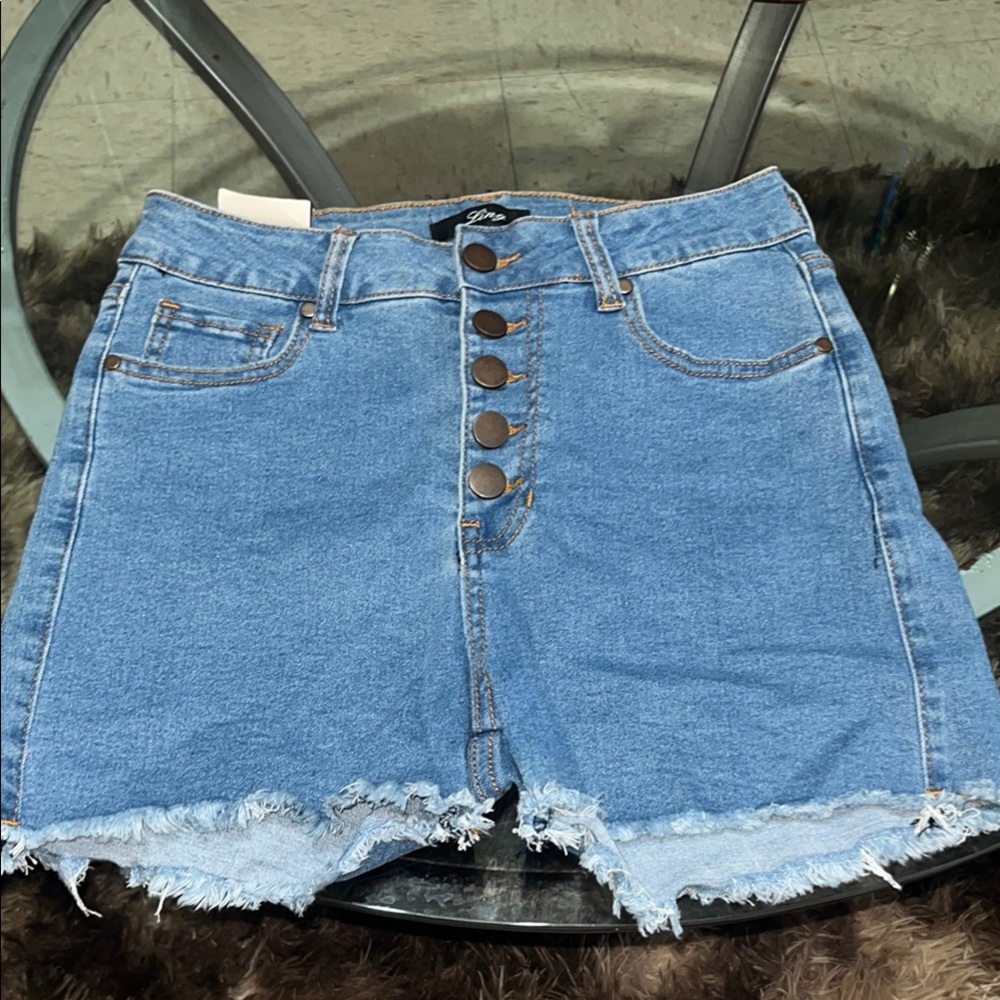 Brand new Fashion Nova Blue High-Waisted Jean Shorts Distressed